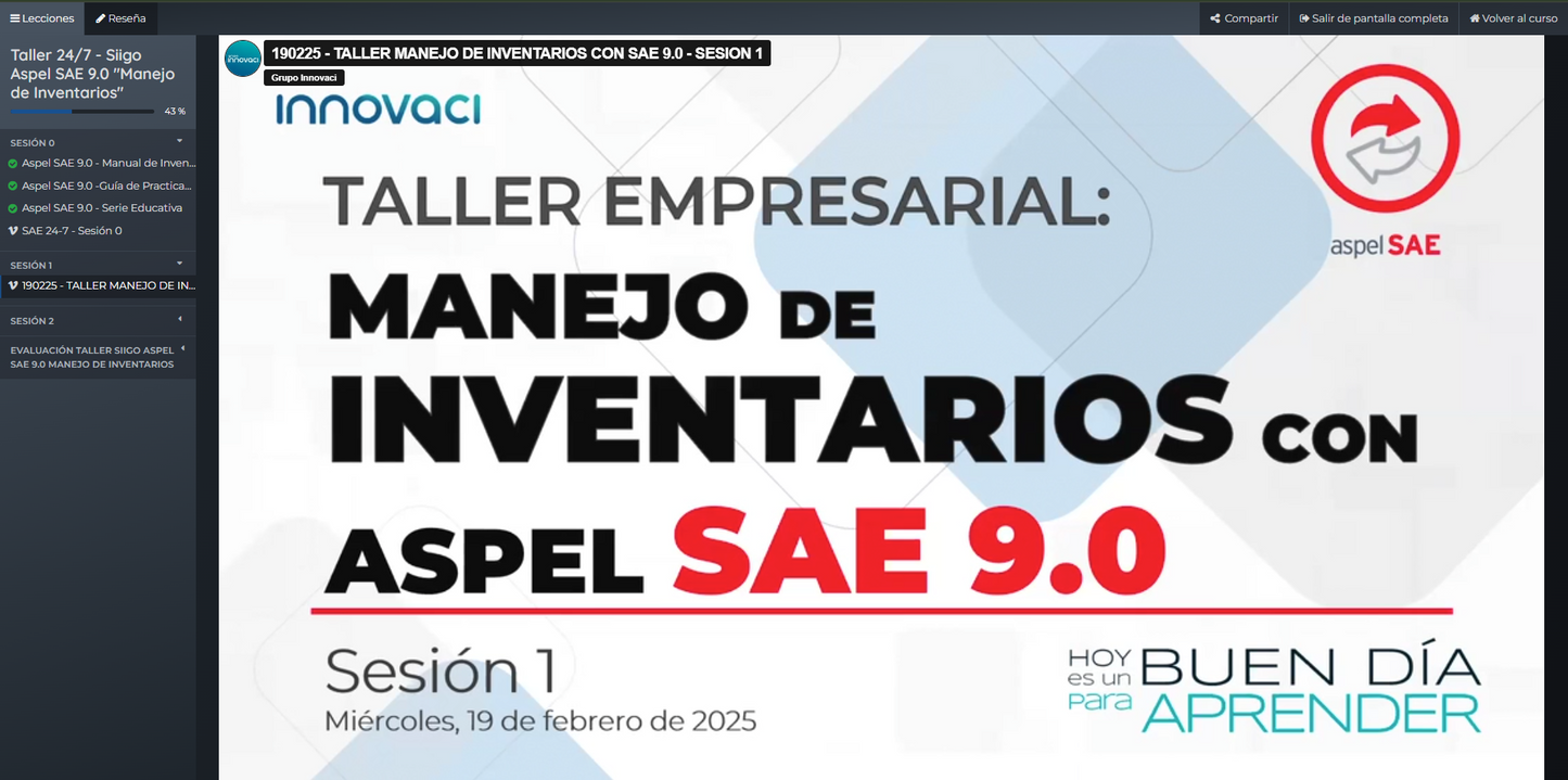 Curso en línea Aspel SAE 9.0 - Manejo de Inventario (24/7)