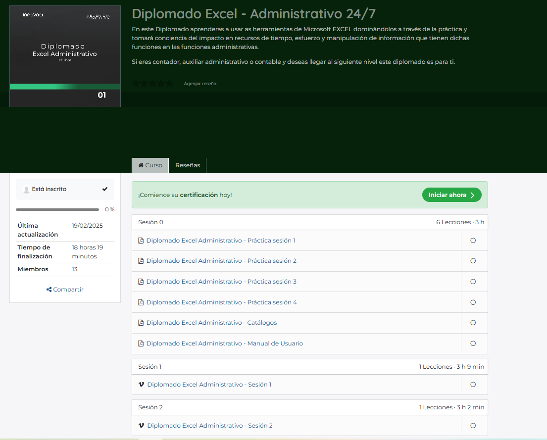 Diplomado EXCEL Administrativo 24/7