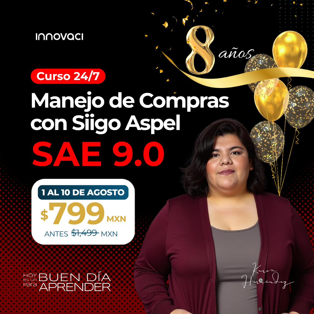 Curso en línea Aspel SAE 9.0 - Manejo de Compras (24/7)