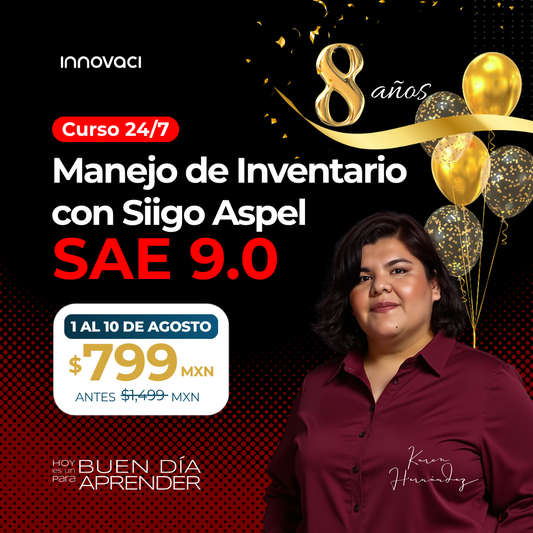 Curso en línea Aspel SAE 9.0 - Manejo de Inventario (24/7)
