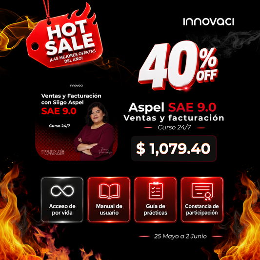 Curso en línea Aspel SAE 9.0 - Ventas y Facturación (24/7)
