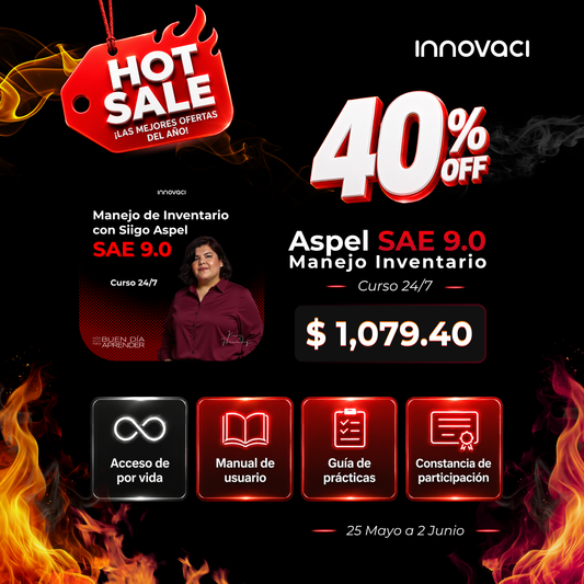 Curso en línea Aspel SAE 9.0 - Manejo de Inventario (24/7)