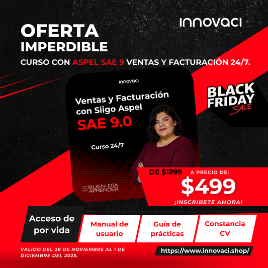 Curso en línea Aspel SAE 9.0 - Ventas y Facturación (24/7)