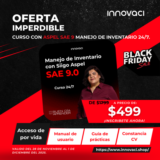 Curso en línea Aspel SAE 9.0 - Manejo de Inventario (24/7)